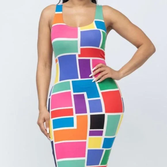 bodycon dress multicolor MULTICOLOR SEQUINED LOW CUT BACK BODYCON DRESS